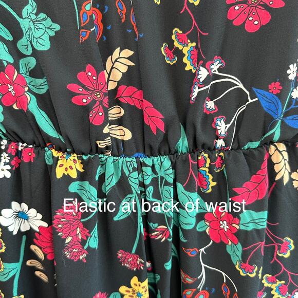 Sienna Sky Womens Size Large Black Floral Short Sleeves Lined Romper/Jumpsuit - Picture 4 of 11